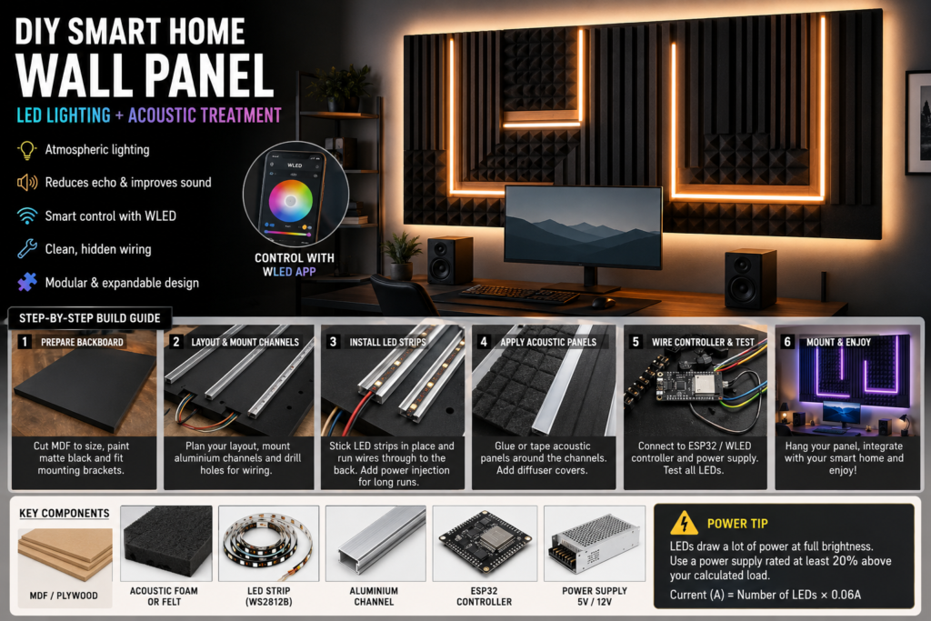 DIY Smart Home Wall Panel (LED + Acoustic Foam)