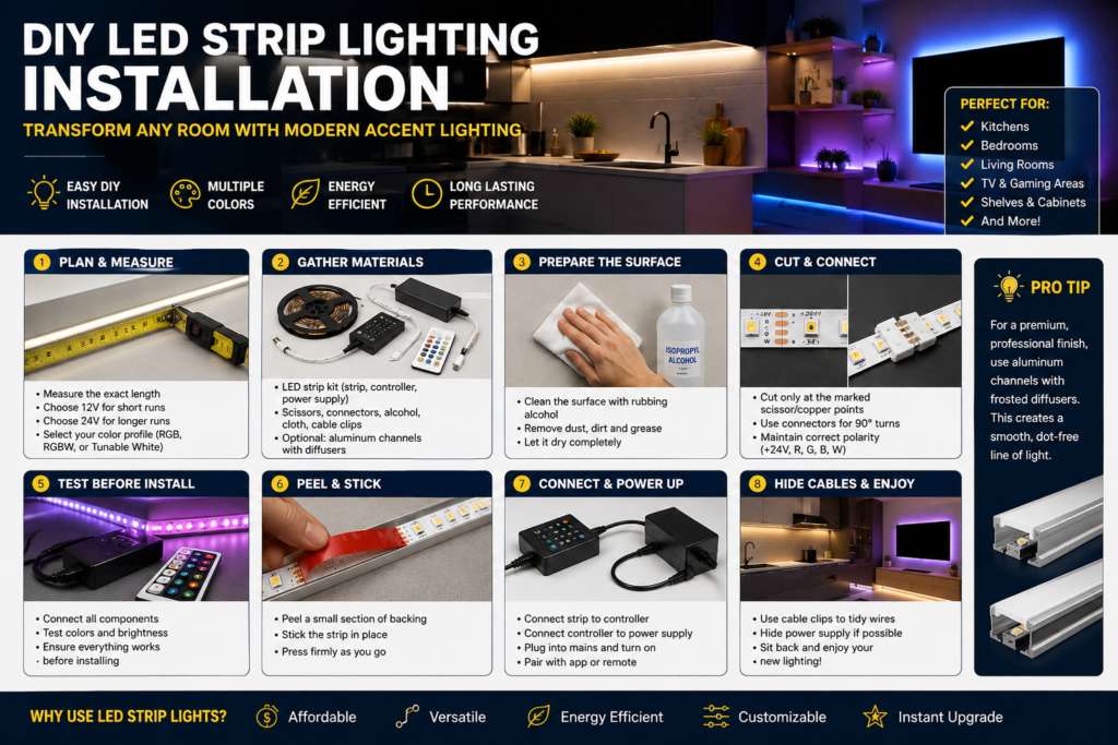 DIY LED Strip Lighting Installation for Any Room