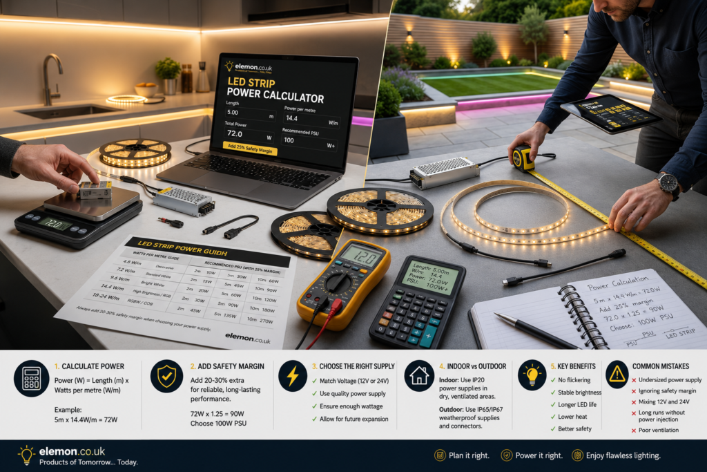 LED Strip Power Calculator for Indoor & Outdoor LED Strips 2026